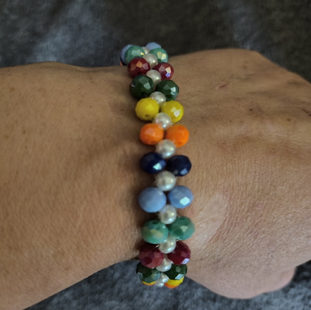 Vibrant Red and Yellow Beaded Bracelet
